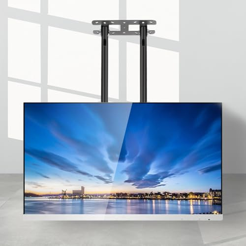 QICBYING Verstellbare neigbare Fernseher Deckenhalterung, 2 Pfosten TV Halterung für einen einzelnen Bildschirm, neigbare TV-Halterung für 40-85 Zoll TVs, Deckenmontage, VESA max 600 x 400mm
