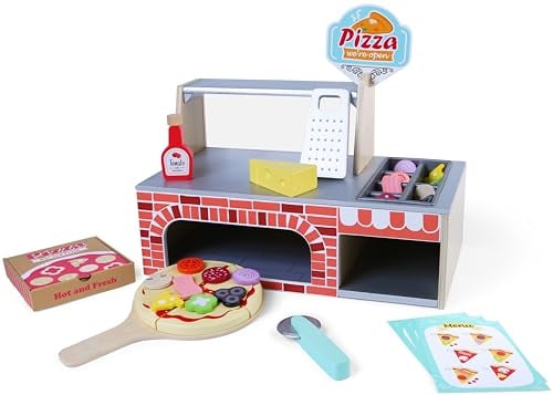 Bayer Chic 2000® Jouet à Pizza en Bois – Pizzeria avec comptoir et comptoir – Favorise la créativité et la motricité Fine, Accessoires de Cuisine de Jeu à partir de 3 Ans