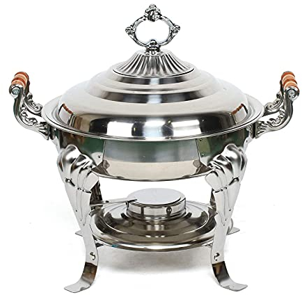 AidiOn Chafing Dish Buffet Set Disposable Dishes for 6 Pack Fuel Cans Round Burners Small Rack Cover Electric Roll Top Wire 8 Qt Kitchen Gift