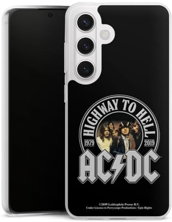 Silikon Hülle kompatibel mit Samsung Galaxy S 24 Case transparent Handyhülle ACDC Offizielles Lizenzprodukt Rock