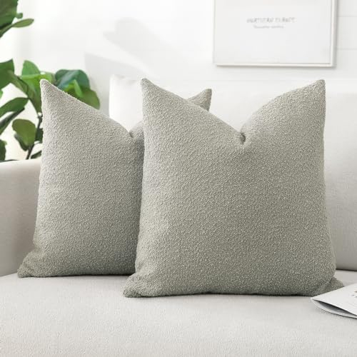 Artscope 2er Set Boucle-Kissenbezügen Wurfkissenbezug Moderne Dekokissen Kissenhülle Set Kissen Fall für Sofa Auto Schlafzimmer Zuhause Dekor 50x50cm, Wolkengrau
