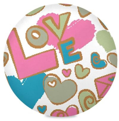 Burlap Round placemats Valentines Stylish Hearts Love Green Blue Pink Plastic placemats Waterproof Quilted Reversible placemats Washable placemats for Kids Table Plate mats