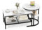 COSTWAY Nesting Coffee Tables Set of 2, Faux Marble Stacking Sofa Side End Table with Storage Shelf, 2-Tier Metal Frame Accent Center Tea Tables for Living Room Bedroom Office (Black+White)