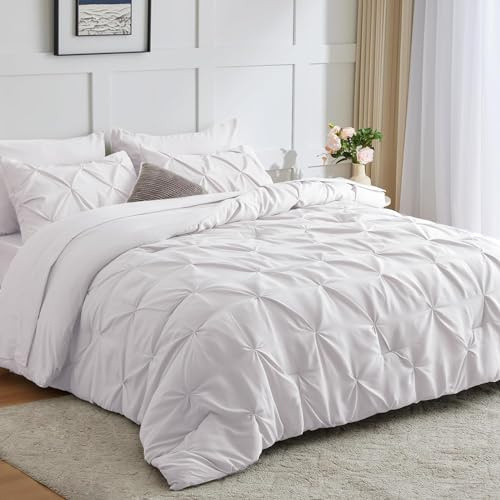 Lanqinglv Pintuck Bettwäsche 200x200 cm Grau Luxus Plisseefalten Wendebettwäsche Set aus Mikrofaser,1 Doppelbett Bettbezug mit Reißverschluss und 2 Kissenbezug 80x80cm