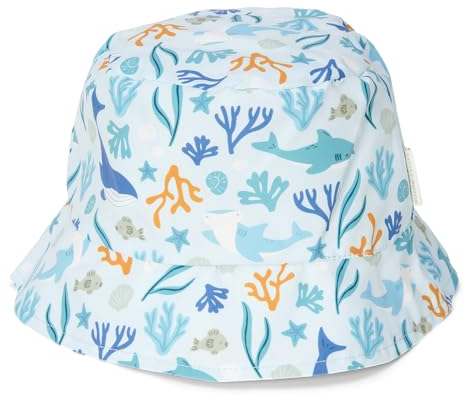 Little Dutch CL24048001 Kindersonnenhut wendbar - Ocean Dreams blau/Honey Stripes gelb (Gr. 86/92-98/104)