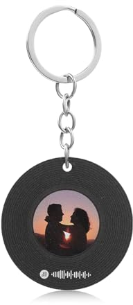 Amsgedhie Porte-clés Spotify avec gravure acrylique Porte-clés personnalisé avec photo et chanson pour hommes et femmes, cadeau d'anniversaire de Noël et de Saint-Valentin (Style 2)