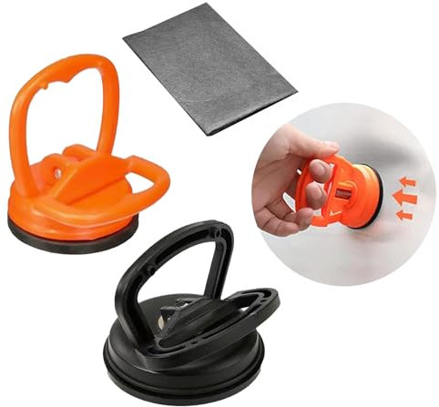 Carrozzeria Ventosa, Estrattore Ammaccature Auto, 2 Pezzi Attrezzi di Riparazione, Auto Dent Puller, Estrattori a Ventosa, per Riparazione Auto, Vetri, Schermi, Piastrelle (nero + arancione)
