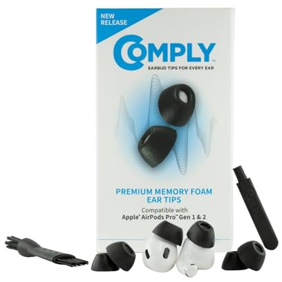 Comply Schaumstoff-Spitzen für Apple AirPods Pro 3.0, klein, schwarz, 3 Paar – hervorragende Geräuschisolierung, erhöhter Komfort, sichere Passform, Reinigungs- und Spitzenentfernungswerkzeug im