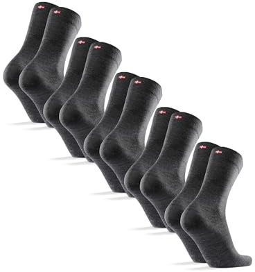DANISH ENDURANCE Calze in Lana Merino, Calzini Classici Traspiranti, da Uomo e Donna, 3 o 5 Paia, Grigio, 39-42