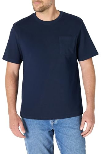 Amazon Essentials Men's Relaxed Fit Heavyweight Cotton Pocket T-Shirt, Navy, XL