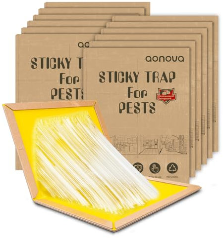 aonova Pest Sticky Traps - 12 Pack Sticky Pads for Indoor Outdoor Kitchen Garage Garden