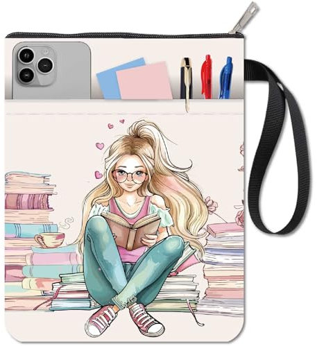 CRASPIRE Copertina per Libri con Cerniera e Tasca Extra Rettangolare Lavabile in Tessuto Floreale Motivo Libri da Lettura Custodia Protettiva con Cerniera per Libri Tascabili Libri con Copertina