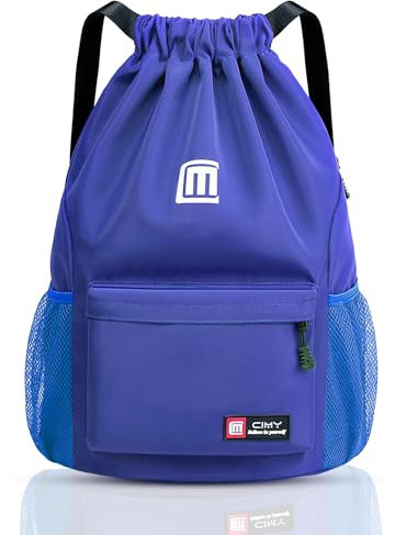 Fadeeg Sportbeutel, Sportrucksack Kinder, Turnbeutel Damen Und Jungen, Turnbeutel Mit Kordelzug Beutel Rucksack Für Blaule, Fitnessstudio, Sport, Reisen, Blauimmen-Blau