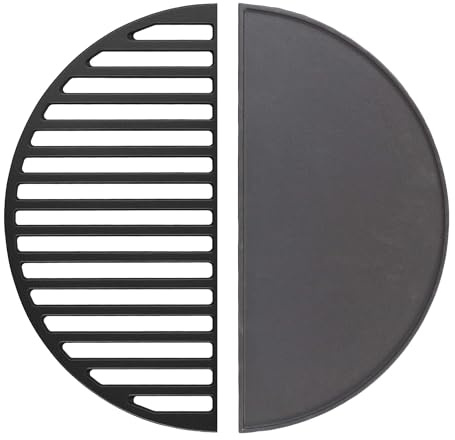 Wiltec Gusseisen Grillrost und Grillplatte, Gussrost für Grill mit guter Hitzespeicherung, Grillgitter für typische Grillstreifen, Grillzubehör für BBQ