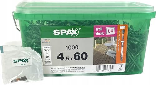 Spax Lot de 1000 vis de terrasse en bonus, 4,5 x 60 mm, avec tête cylindrique, T-Star plus T20, pointe CUT