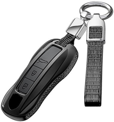 ontto PC Plastik Autoschlüssel Hülle Schutzhülle Schlüsselhülle Kompatibel mit Porsche 911 Carrera 918 Cayenne Coupe Macan Panamera Taycan 992 2020-2024 Zubehör Schlüsselcover Schlüsseletui-B Schwarz