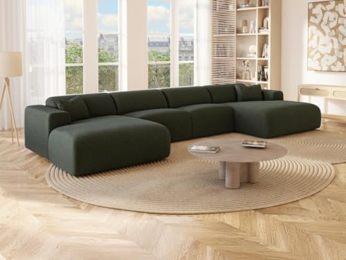 Vente-unique-Große Wohnlandschaft - Stoff - Grün - POGNI von Maison Céphy