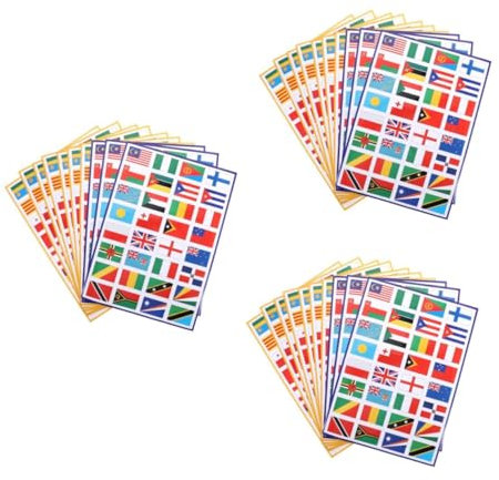 SUPVOX 3sets World Flags Stickers Small Flag World Decals for European Countries PVC Sticker Set for School Football Cup 10sheets*3