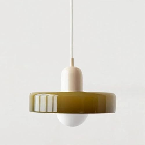 Lampe à suspension vintage du milieu du siècle, luminaire suspendu en verre et pour chambre, salon, cuisine, plafonnier décoratif rétro(D,25cm)