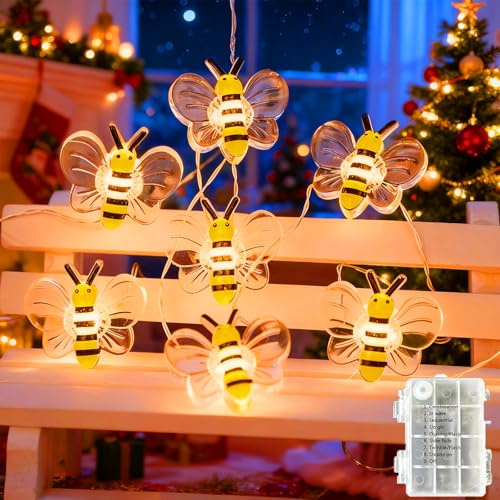 Probuk Bienen Lichterkette 3M 30 LED Batteriebetrieben, Warmweiß Dekolichterkette für Innen und Außen, Garten Terrasse Balkon Kinderzimmer Hochzeit Party Weihnachten