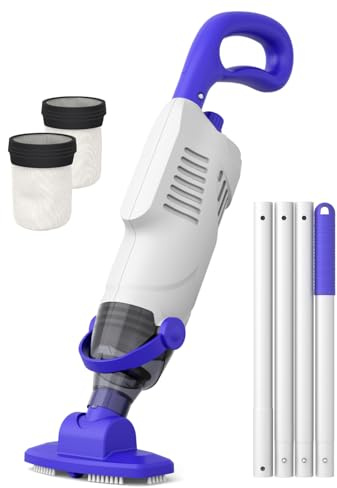Little Shark Akku-Poolstaubsauger für Aufstellpools und Whirlpools, 60-W-Motor, Starke Saugleistung von 18 GPM, kompakter, 5000-mAh-Akku, 60 Minuten Laufzeit (weiß)
