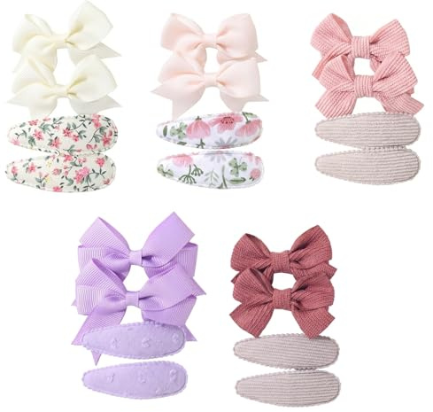 JYXNU 20 Piezas Lazos Pelo Niña y Pinzas Pelo Bebe Antideslizante Totalmente Forradas de Tela Horquillas Pelo Niña con Estampado Floral Accesorios Horquillas de Bebé Niña para Pelo Fino