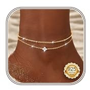 Kakonia Bracelet Cheville Femme Argent 925 Imperméable Bracelets de Cheville Pour Femme Argent Or Perlé CZ Cœur Chaine de Chevilles Réglable Plage Chevilles Bracelets pour Femmes