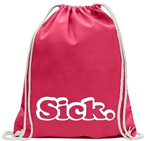 Kiwistar - Turnbeutel - pink - Sick - Fun Rucksack Sport Beutel Gymsack Baumwolle mit Ziehgurt