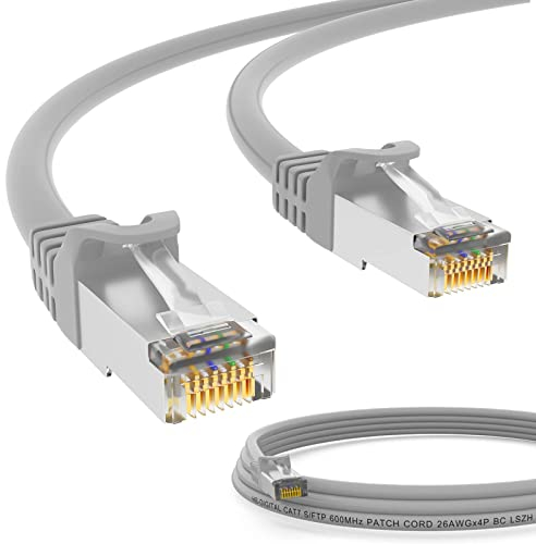 HB-DIGITAL 0,5m LAN Kabel RJ45 Patchkabel mit CAT 7 Rohkabel S/FTP - GHMT zertifiziert - 10 Gigabit Ethernet Netzwerkkabel Kupfer Profi PiMF für Patchpanel Switch PC Router - Grau
