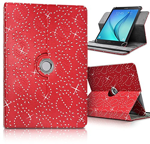 Karylax Schutzhülle und Halterung Universal L (Maße 27,5 cm x 19 cm), Diamant Rot für Onda OBook 20 Plus 10,1 Zoll