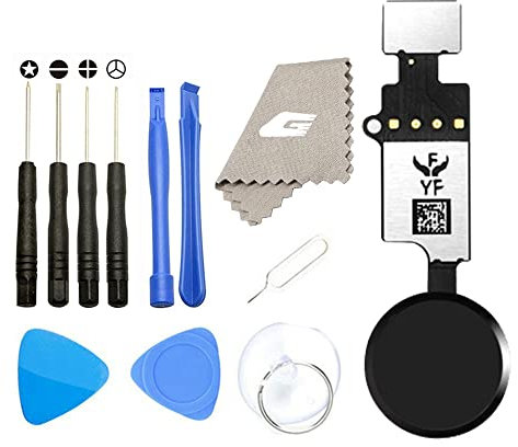 GVKVGIH Neueste Home Button Ersatz für iPhone 7 7Plus 8 8Plus, Homebutton Hauptschlüssel Flexkabel Montage Ersatz mit Reparaturwerkzeugen für iPhone 7 7P 8 8P (Version 4.0 Schwarz)