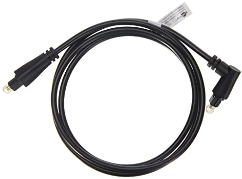 Goobay 41594 Toslink Cable 90° (360° Rotatable Connector), 1 Metre, Fibre Optic Cable Angled on One Side Digital Audio Cable with Best Audio Quality