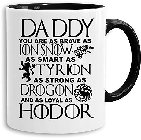 Daddy Snow - tasse à café Mug cadeau Targaryen thrones game of stark lannister baratheon Daenerys khaleesi tv blu-ray dvd, Farbe2:Blanc
