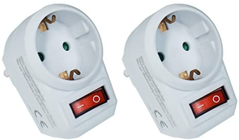 2x Steckdose mit Schalter weiß | schaltbare Steckdose mit Kindersicherung | Stecker mit Schalter | schaltbare Steckdose (spart Strom und schont die Umwelt)