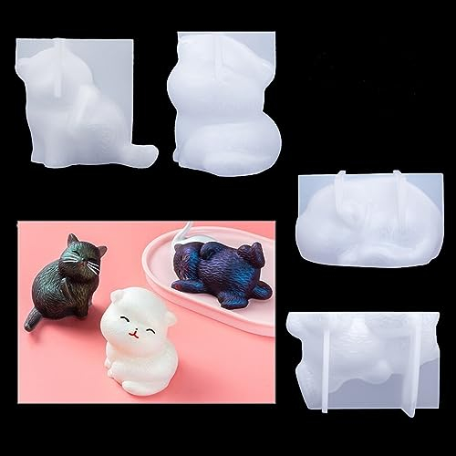 iSuperb 4 Stück Katzenkopf Silikonform Epoxidharz DIY Schmuck Animal Epoxy Resin Mold Anhänger Basteln Gießform (4 Pack)
