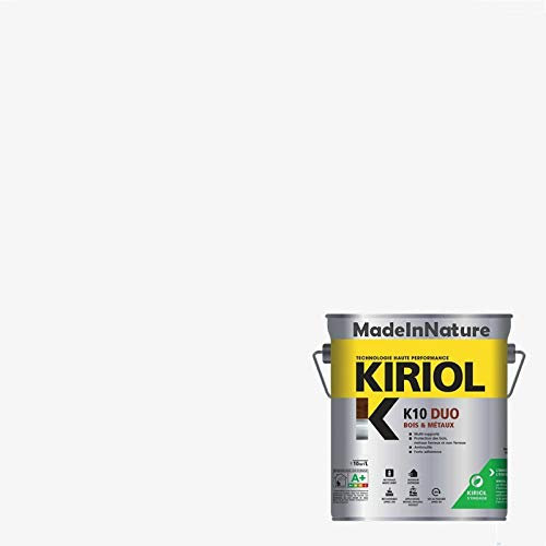 Peinture Bois et Métaux, Sous couche et Finition, Antirouille, sur Fer, Acier Galvanisé, même rouillés, très opacifiant, de MadeInNature (0.75 litre pour 10 m², soit 5 m² pour 2 couches, RAL 9016)