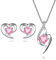 EVERU Herz Schmuckset, 925 Sterling Silber Herz Kette und Ohrringe Set | *Ich liebe dich* | Weihnachten Geburtstag Jahrestag| Romantische Geschenke (Rosa)