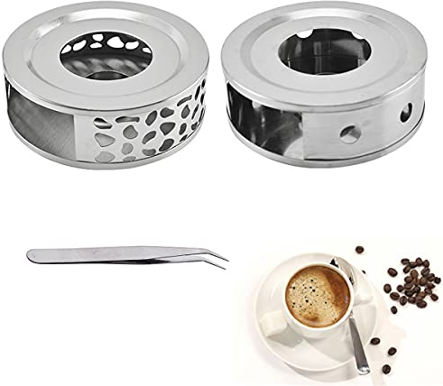 Smavles Tea Light Warmer 2 Pieces Tea Cosy Coffee Warmer Base Teapot Warmer Stand Stainless,With Hollow Frame Design, for Borosilicate Glass Teapots