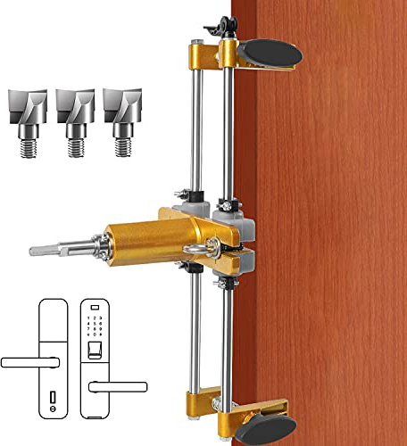 Door Lock Hole Opener Kit Fitting Lock Mortiser for Wooden Doors with 3-Tungsten Steel Cutters Mortising Jig Tool Hole Saw Door Opener