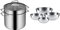 WMF Nudeltopf mit Sieb 24 cm Induktion, Kochtopf groß 7,0l, Spaghettitopf mit Glasdeckel, Pastatopf & Gourmet Schüsselset 4-teilig, Edelstahl Schüsseln für die Küche 0,75l - 2,75l, Rührschüssel