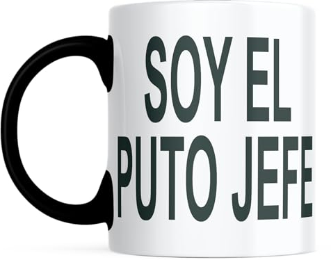 INFORMAL - Taza de Cerámica 350ml - Ideal para el Desayuno y Tomar Café - Tazas Originales para Regalar - Humor Sarcástico - Apta para Microondas y Lavavajillas - Soy El Put@ Jefe