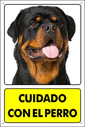 pubblimania ROTTWEILER - Cartel Cuidado Con el perro - aluminio | Cm 20x30