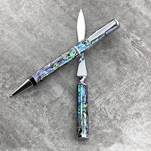 LACHIEVA LUX Luxury Abalone Shell Ballpoint Pen & Letter Opener Set, Unique Gift for Men & Women, Great for Christmas and Special Occasions