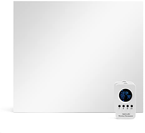 ULCANO Infrarot-Strahlungspanel mit Karbon-Kristallen, 300 W, 50 x 60 cm, Thermischer Komfort, Geringer Verbrauch, Max. Effizienz, Spiegel, MIRRROR ECO PRO + Fernbedienung Thermostat