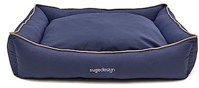 sugodesign Hundebett Wasserabweisend aus Baumwoll-Polyester - Hundekörbchen mit herausnehmbaren Kissen und praktischer Tragetasche - 7 Motive - 3 Größen (S/M, L, XL) (L, Blau)