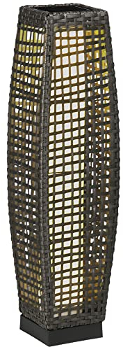 Outsunny Linterna de Jardín de Ratán Sintético Luces Solares Exterior con Luces LED Encendido/Apagado Automático para Terraza Balcón Patio 21x21x78 cm Gris