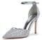Zhabtuc Silber Strass Pumps für Damen Glitzer Knöchelriemen Stiletto Heels 10 cm/3,94 Inches Funkelnde Spitze Absatzschuhe Party Hochzeit Heels Brautschuhe Glänzende Stöckelschuhe, 41 EU