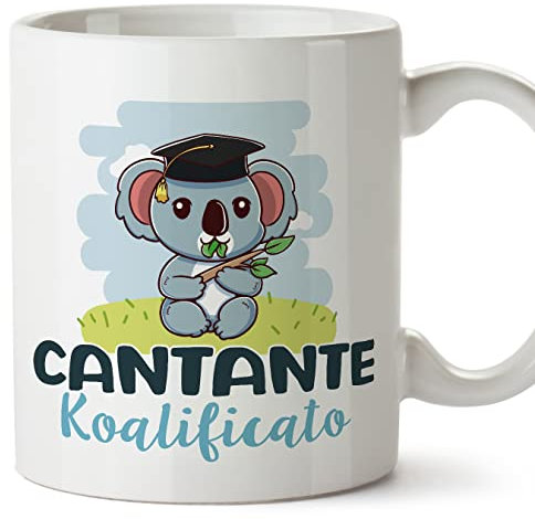 Mugffins Tazza in ceramica per CANTANTE uomo 11 oz / 350 ml - In italiano - Koalificato/Koalificata - Idea regalo per compleanno, anniversario, natale, laurea