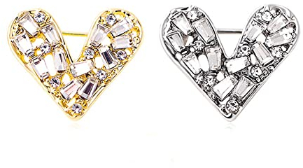 HIGGEL Lot de 2 broches en forme de cœur avec strass rouges pour fête, mariage, quotidien, bricolage, collection de badges, rendez-vous, célébrations, bal ou galas, Émail, métal, strass, alliage de