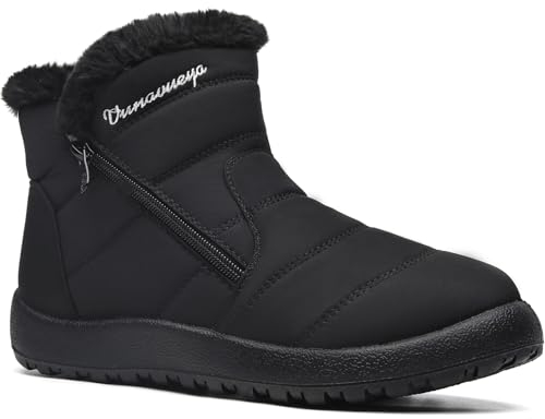 Vunavueya Stivali Donna Stivaletti Invernali Scarpe da Neve con Imbottitura Calda Stivali alla Caviglia Caldo Boots Scarpe Nero 38 EU_245